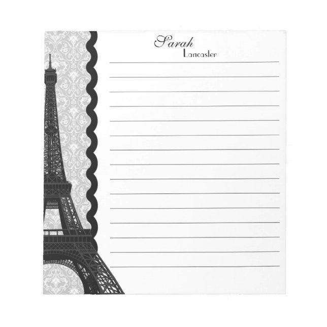 Monogram Eiffelturm Note Pad Notizblock (Vorderseite)
