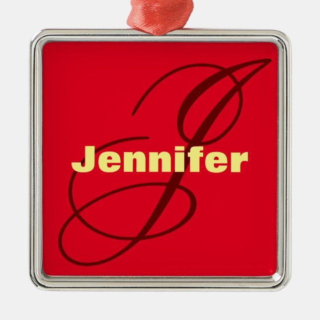 Monogram Eigenname Initial Modern Schlicht Minimal Ornament Aus Metall (Vorne)