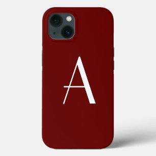 Monogram Eigenname Initiale Vintage Dunkelrot iPhone 13 Hülle