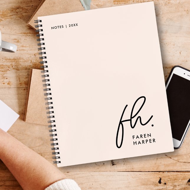 Monogram Einfache Skripte Blindfarben Personalisie Notizbuch (Von Creator hochgeladen)