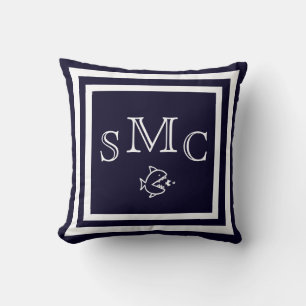 MONOGRAM einfaches dunkelblaues Kissen
