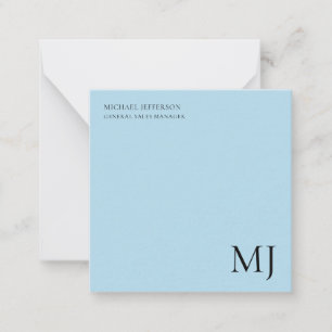 Monogram einfarbig blau trendige Geschäftskleidung Mitteilungskarte