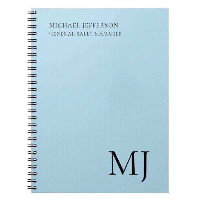 Monogram einfarbig blau trendy Business Notizblock (Vorderseite)