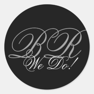 Monogram Einladung Siegel Wir tun! Runder Aufkleber