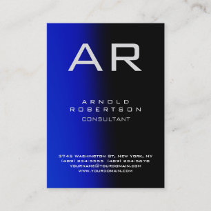 Monogram Einzigartige Blue Black Business Card Visitenkarte