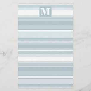 Monogram Eisblauer Streifen Briefpapier