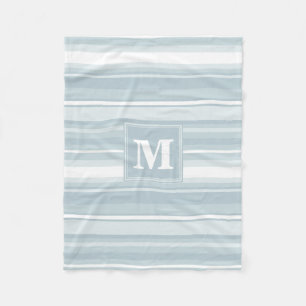 Monogram Eisblauer Streifen Fleecedecke