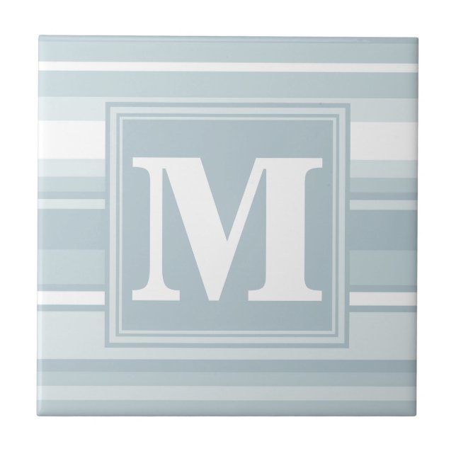 Monogram Eisblauer Streifen Fliese (Vorderseite)