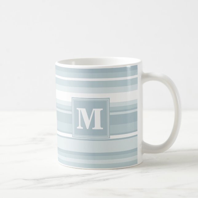 Monogram Eisblauer Streifen Kaffeetasse (Rechts)