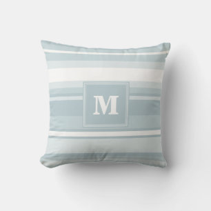 Monogram Eisblauer Streifen Kissen