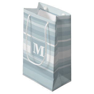 Monogram Eisblauer Streifen Kleine Geschenktüte