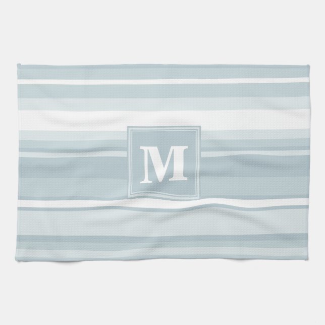 Monogram Eisblauer Streifen Küchentuch (Horizontal)
