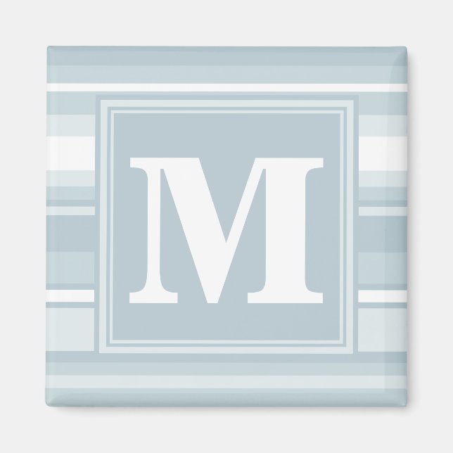 Monogram Eisblauer Streifen Magnet (Vorne)