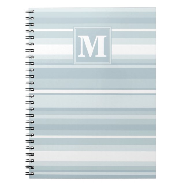 Monogram Eisblauer Streifen Notizblock (Vorderseite)