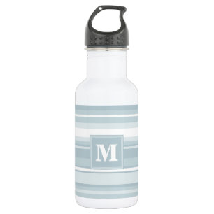 Monogram Eisblauer Streifen Trinkflasche