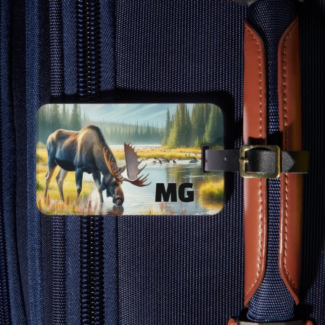 Monogram Elch Mens Travel Gepäckanhänger (Vorderseite Insitu 4)