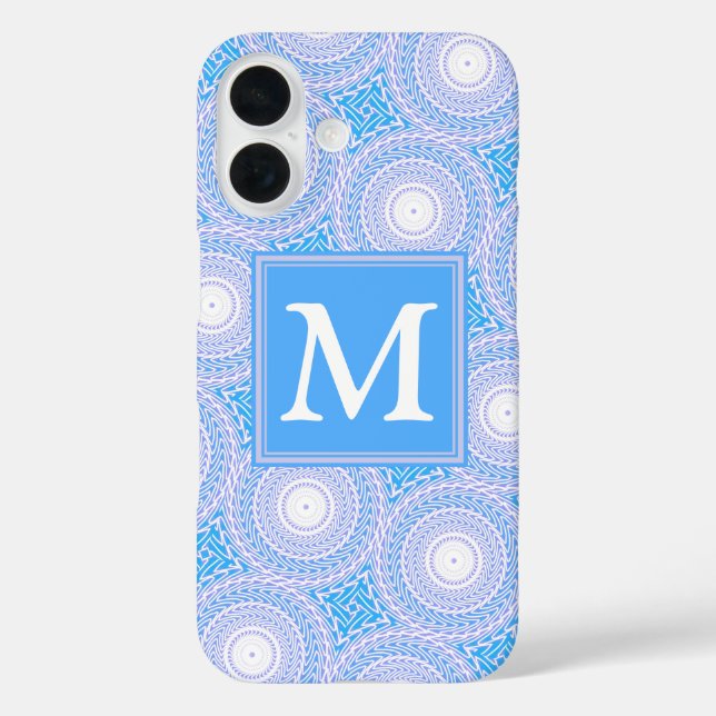 Monogram Electric Blue Circles pattern Case-Mate iPhone Hülle (Rückseite)