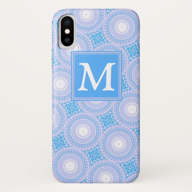 Monogram Electric Blue Circles pattern Case-Mate iPhone Hülle (Rückseite)