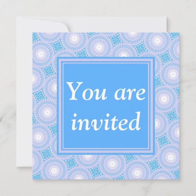 Monogram Electric Blue Circles pattern Einladung (Vorderseite)