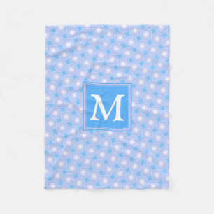 Monogram Electric Blue Circles pattern Fleecedecke