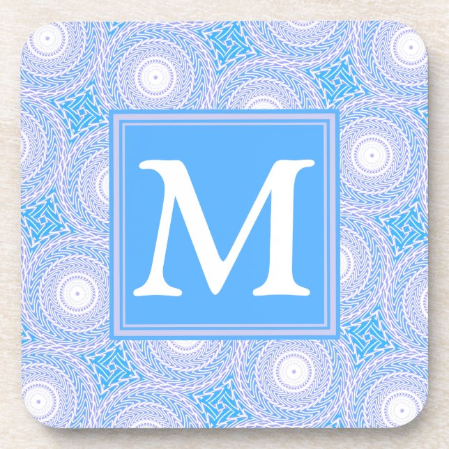 Monogram Electric Blue Circles pattern Getränkeuntersetzer (Vorderseite)