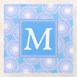 Monogram Electric Blue Circles pattern Glasuntersetzer
