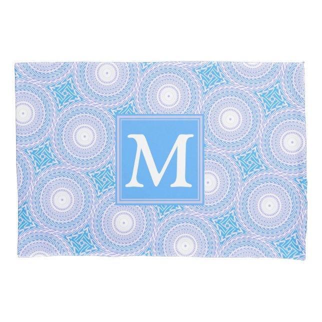 Monogram Electric Blue Circles pattern Kissenbezug (Vorderseite)