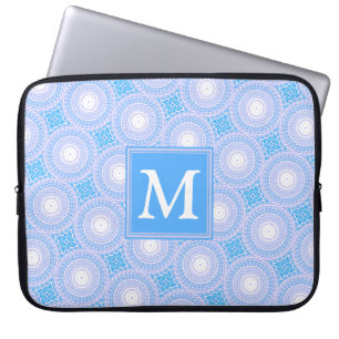 Monogram Electric Blue Circles pattern Laptopschutzhülle