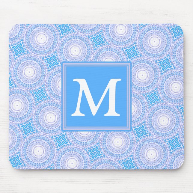 Monogram Electric Blue Circles pattern Mousepad (Vorne)