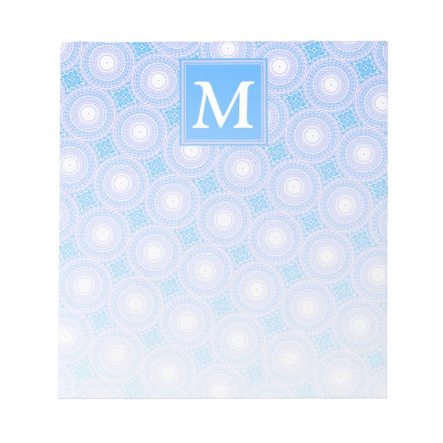 Monogram Electric Blue Circles pattern Notizblock (Vorderseite)