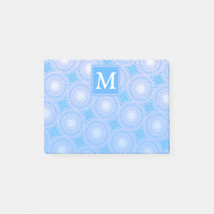 Monogram Electric Blue Circles pattern Post-it Klebezettel