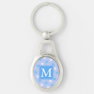 Monogram Electric Blue Circles pattern Schlüsselanhänger