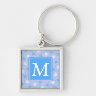 Monogram Electric Blue Circles pattern Schlüsselanhänger