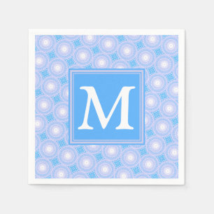 Monogram Electric Blue Circles pattern Serviette