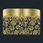 Monogram EleganBlack and Gold Vintag Damaskus iPad Mini Hülle<br><div class="desc">Elegantes Schwarz-Gold Vintages verziertes Blumendüsterkult. Verfügbar auf anderen Produkten. Anpassbare Monogramm.</div>