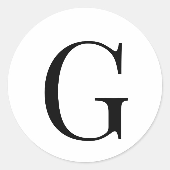 Monogram EleganBlack on White Runder Aufkleber (Vorderseite)