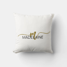 Monogram Elegant Black Gold Color Personal Kissen