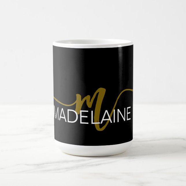 Monogram Elegant Black Gold Kaffeetasse (Mittel)
