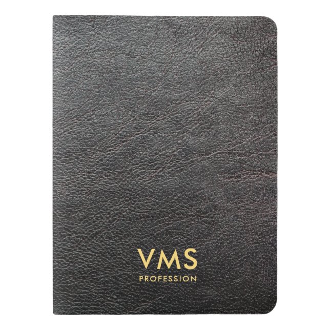 Monogram Elegant Black Leather Masculine Extra Großes Moleskine Notizbuch (Vorderseite)