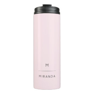 Monogram Elegant Blush Pink Black Classy Thermosbecher