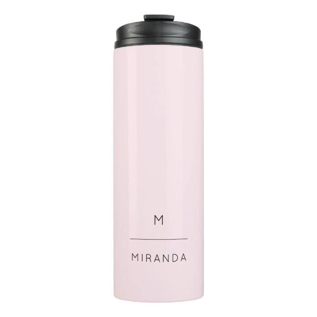 Monogram Elegant Blush Pink Black Classy Thermosbecher (Vorderseite)