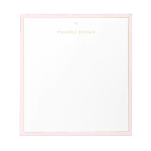 Monogram Elegant Blush Pink Gold Klasse Klein Notizblock