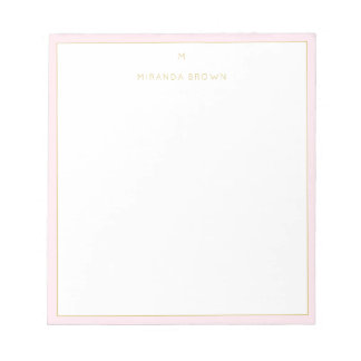 Monogram Elegant Blush Pink Gold Klasse Klein Notizblock