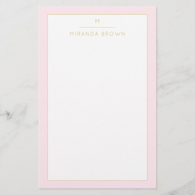 Monogram Elegant Blush Pink Minimalistische Klasse Briefpapier (Vorderseite)
