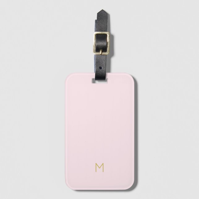 Monogram Elegant Blush Pink Minimalistische Klasse Gepäckanhänger (Vorderseite Vertikal)