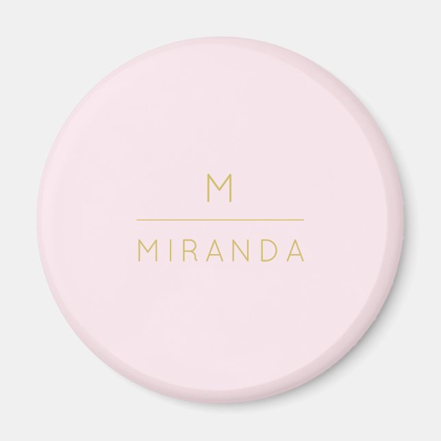 Monogram Elegant Blush Pink Minimalistische Klasse Magnet (Vorne)
