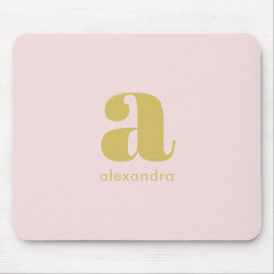 Monogram Elegant Blush Pink Minimalistische Klasse Mousepad