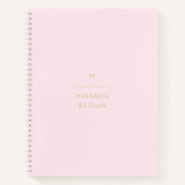 Monogram Elegant Blush Pink Minimalistische Klasse Notizbuch (Vorderseite)