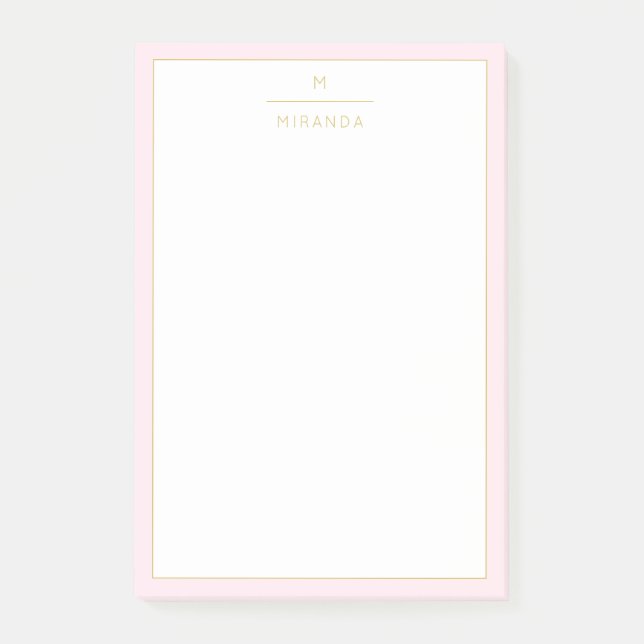 Monogram Elegant Blush Pink Minimalistische Klasse Post-it Klebezettel (Vorderseite)