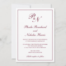 Monogram Elegant Burgundy auf einer Hochzeit